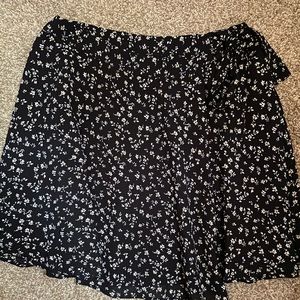 Forever 21 Black Floral Wrap Skirt